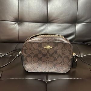 Coach mini crossbody handbag- canvas brown